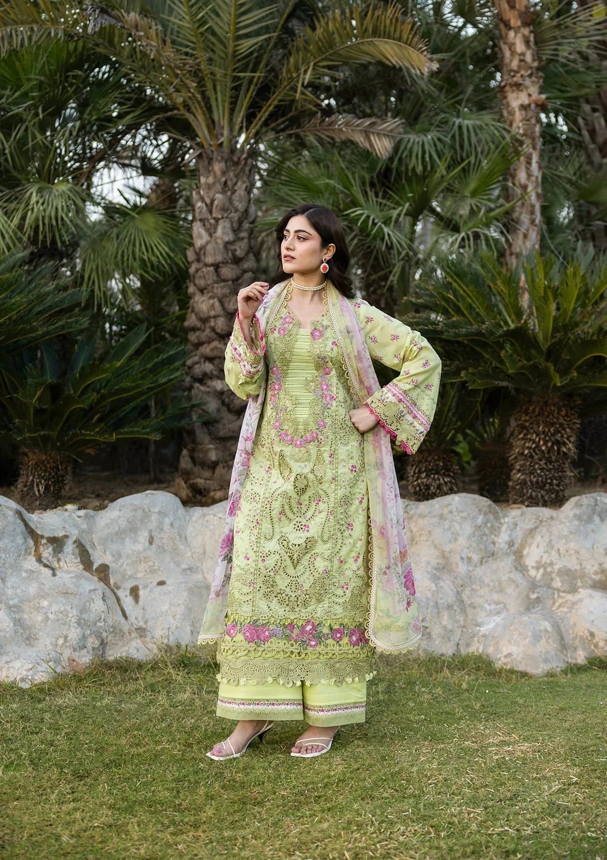 Elaf Premium Print Chikankari Lawn Unstitched 3PC Suit – ERC-2A Hina