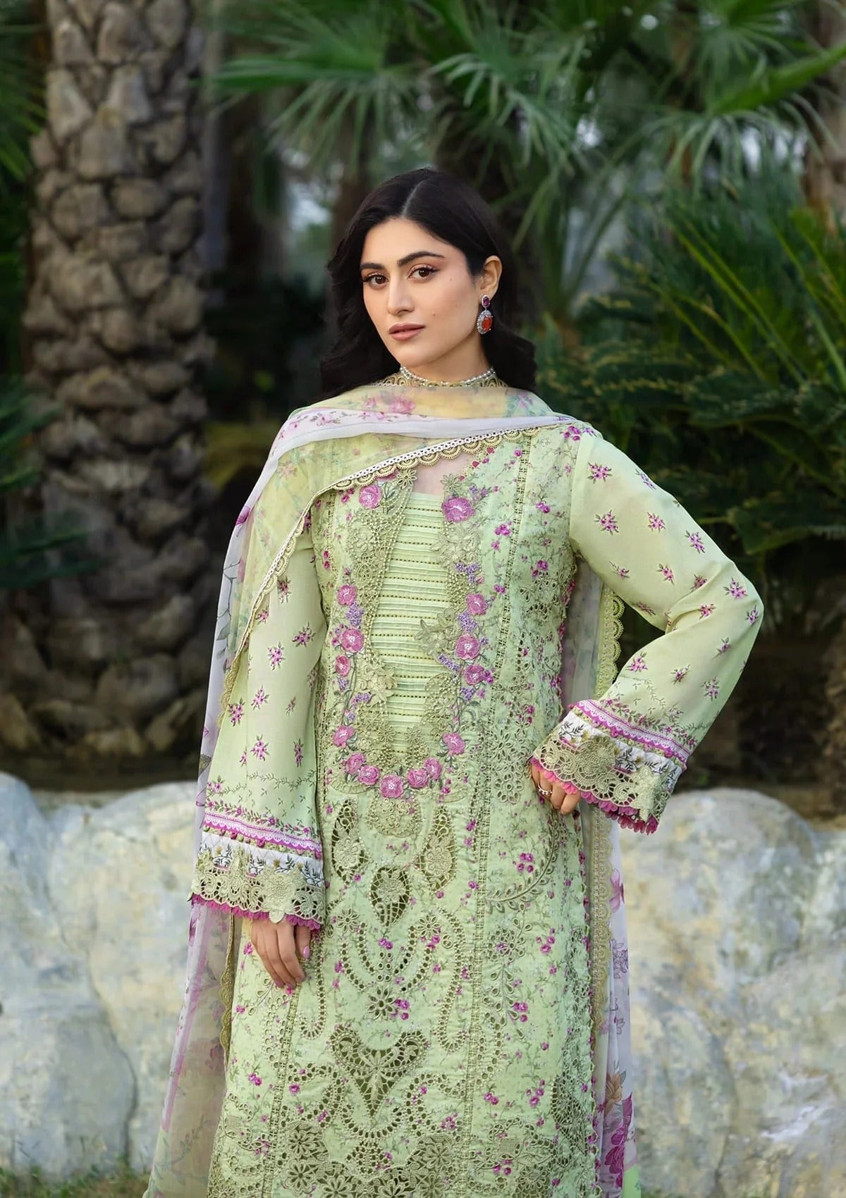 Elaf Premium Print Chikankari Lawn Unstitched 3PC Suit – ERC-2A Hina
