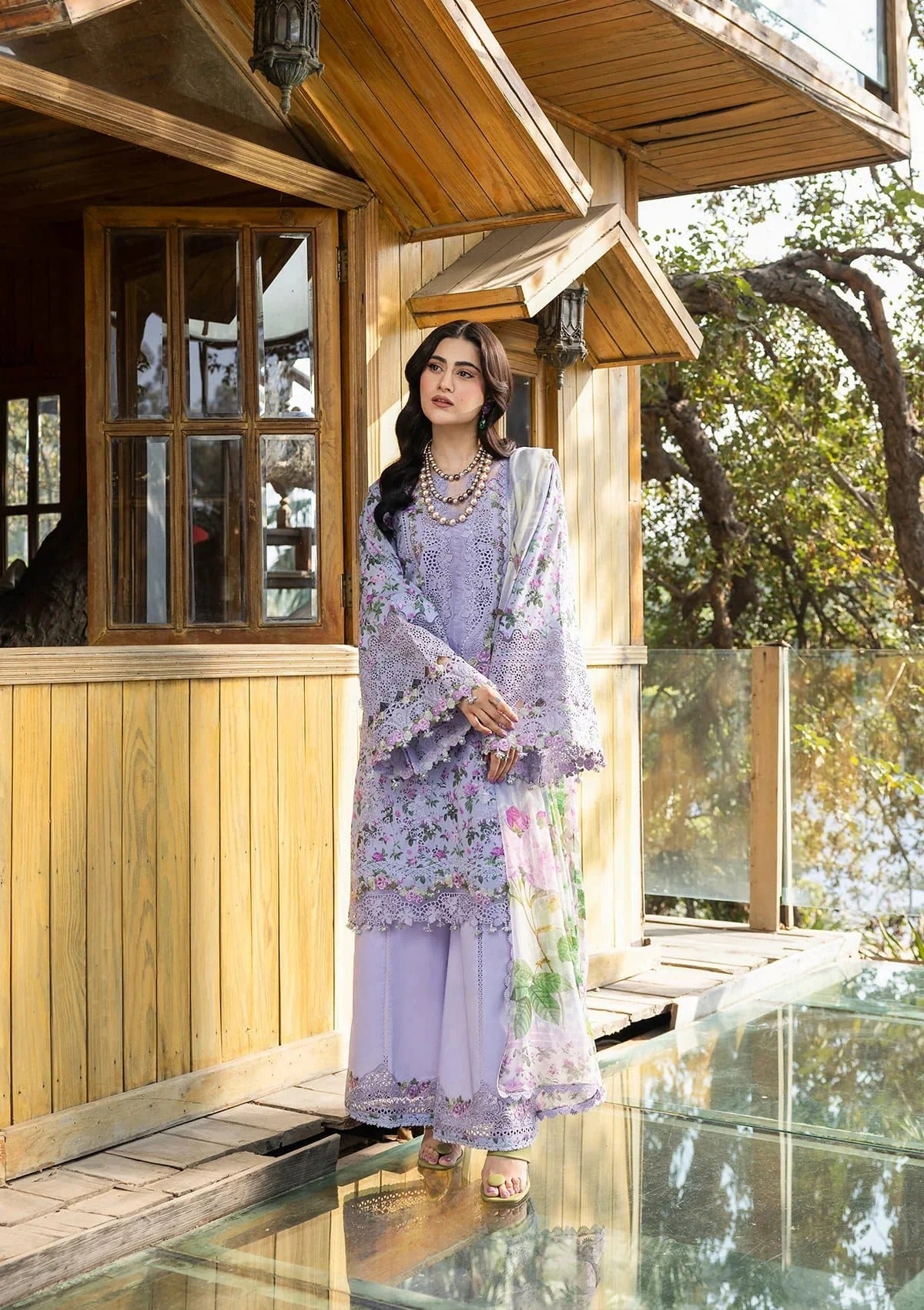 Elaf Premium Print Chikankari Lawn Unstitched 3PC Suit – ERC-6B Iris