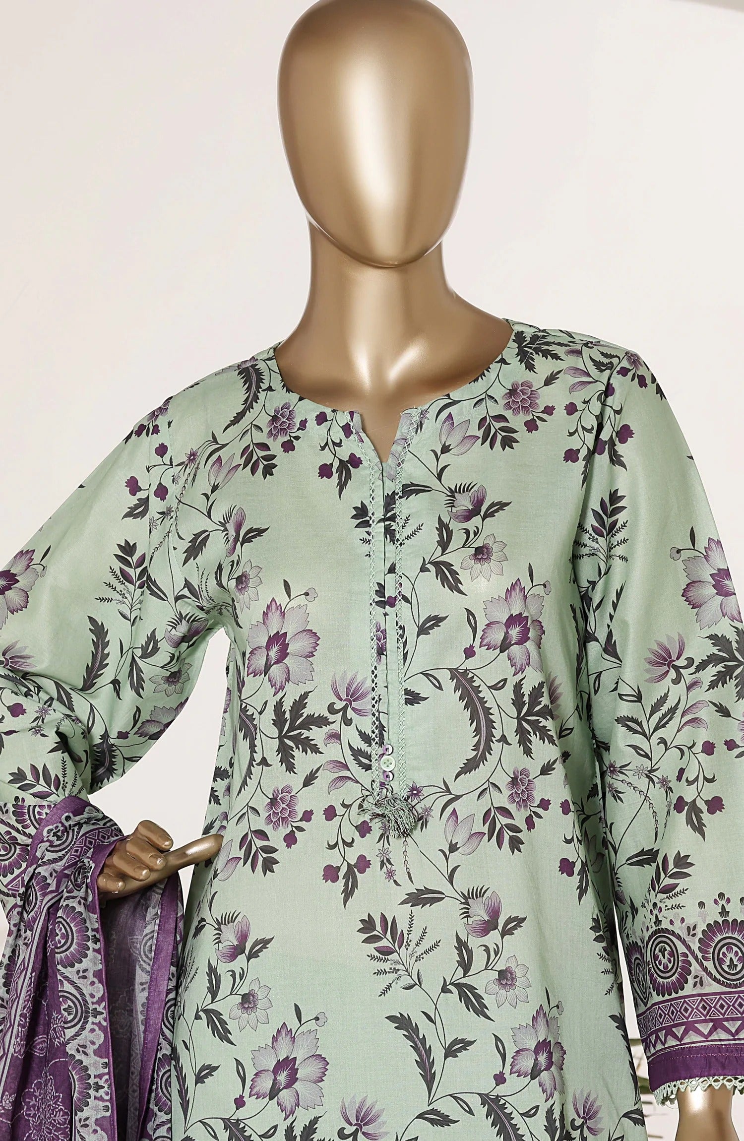 Sadabahar Printed Lawn Stitched 3 Piece Suit - D-03 - SBD26NLP - Green - Summer Collection