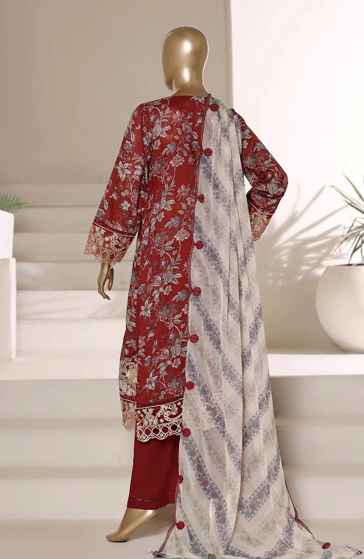 Sadabahar Signature Embroidered Stitched 3 Piece Suit - D-06 - SBD26VOL - Red - Festive Collection