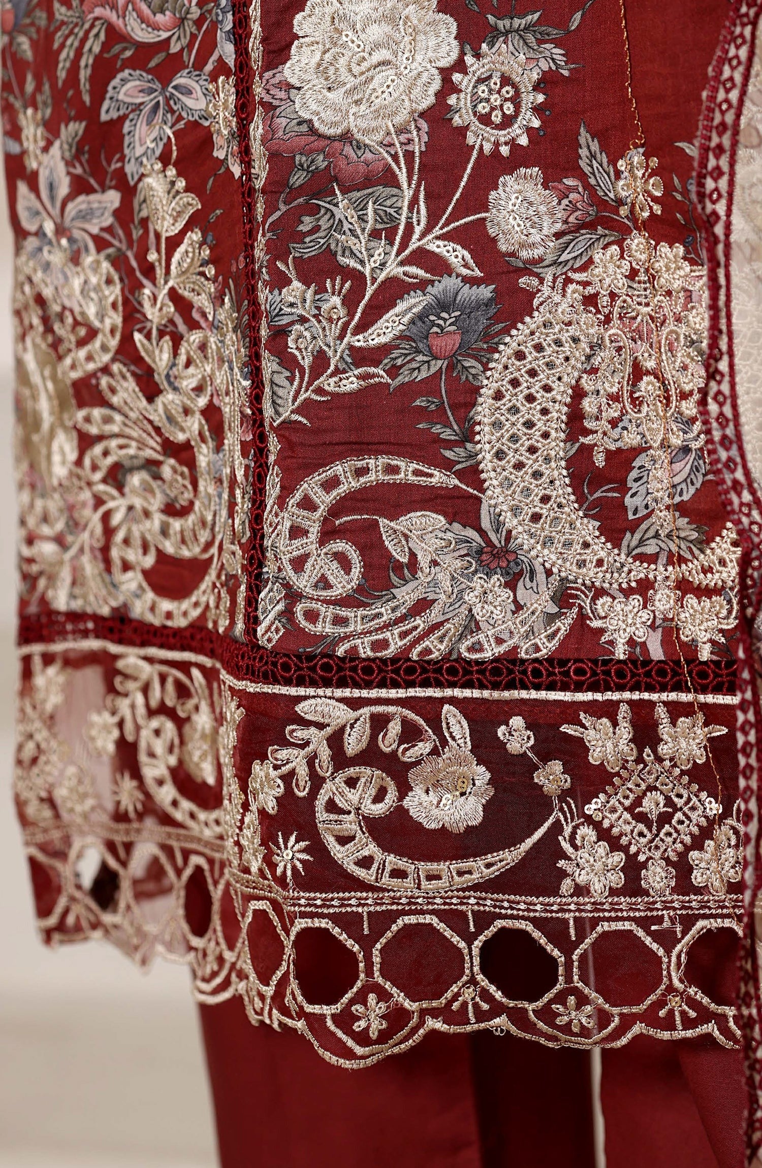 Sadabahar Signature Embroidered Stitched 3 Piece Suit - D-06 - SBD26VOL - Red - Festive Collection