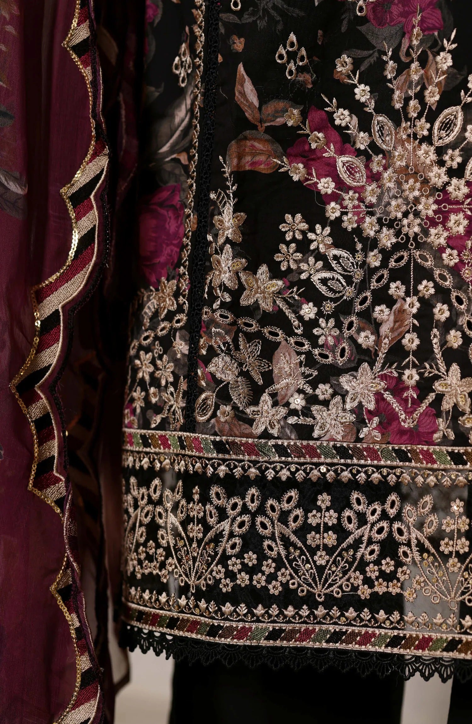 Sadabahar Signature Embroidered Stitched 3 Piece Suit - D-04 - SBD26VOL - Black - Festive Collection